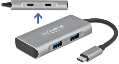USB-хаб Delock External USB 10 Gbps Type-C Hub with 2 x USB Type-A/Type-C Grey (4043619632602)