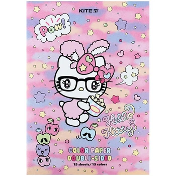 Папір кольоровий двосторонній Kite Hello Kitty А4 15 кольорів 15 арк (HK24-250)