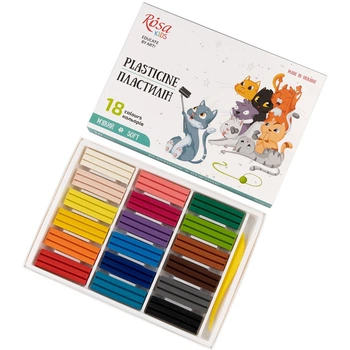 Пластилін ROSA Kids Cats 18 кольорів 288г (4823098541608)