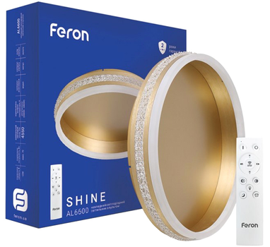 Светильник потолочный с пультом управления ПУ Feron AL6600 SHINE золото 70W 4550Lm 2700К-6500К