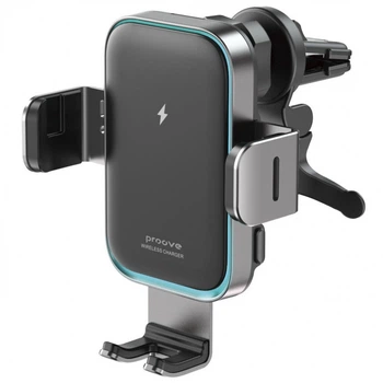 Тримач телефона з Бездротовою Зарядкою Proove Triple Clamp Pro 15W metal gray