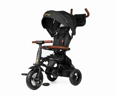 Триколісний велосипед-коляска Qplay Rito Deluxe Rubber, чорний