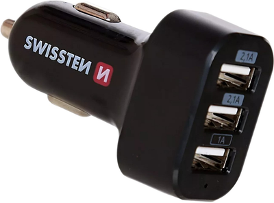 Автомобільний зарядний пристрій Swissten Triple Premium 3 x USB-A 26W Black (20111200)