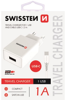 Зарядний пристрій Swissten USB-A + кабель USB-C 5W White (22063000)