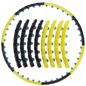Обруч для похудения массажный разборной Хула Хуп Hula Hoop DOUBLE GRACE MAGNETIC Zelart 1,23 кг 8 секций d-104 см желтый-черный JS-6001