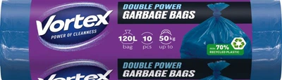 Пакети для сміття Vortex Double Power багатошарові Сині 120 л 10 шт (4823071623376)