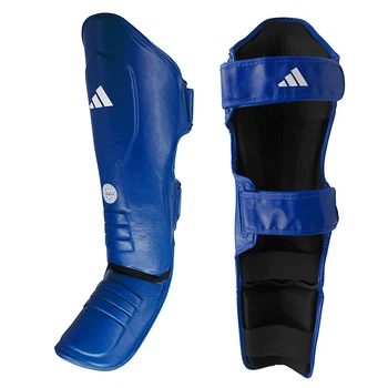 Захист гомілки та стопи для кікбоксингу Adidas Super Pro Shin Instep Guards WAKO (WAKOGSS11) Blue XL