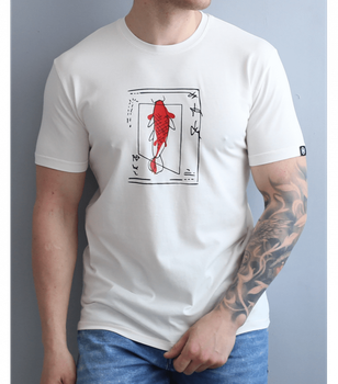 Футболка с стильным рисунком SHEATFISH - HECTOR - 40025 - XXL - Молочный