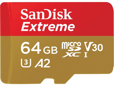 Карта памяти SanDisk Extreme microSDXC 64GB C10 UHS-I V30 U3 R170/W80MB/s (SDSQXAH-064G-GN6AA)