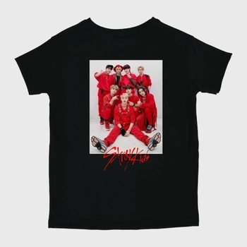 Подростковая футболка для девочки Спиногрыз Stray kids фото у червоному №10-00586 140 см Черная (ROZ6501031077)