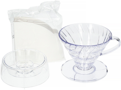 Zestaw Hario V60 Drip-Assist Dripper + Nakładka + Filtry papierowe 40 szt (4977642010062)