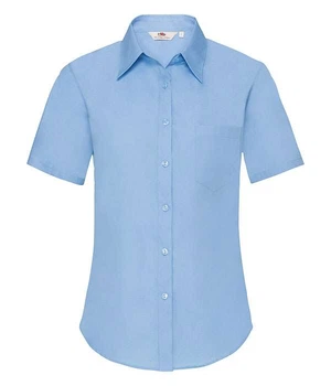 Сорочка жіноча Fruit of the Loom Ladies Poplin Shirt Short Sleeve XS Блакитний (0650140MUXS)