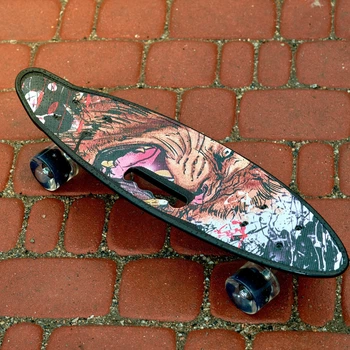 Скейт Пенни борд Skate со светящимися колесами ,алюминиевая подвеска не скользящая поверхность Черный 4567089