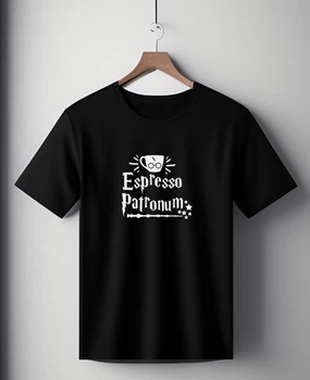 Футболка черная оверсайз унисекс с принтом " Espresso Patronum, Harry Potter, Гарри Поттер " Розмір S-M M