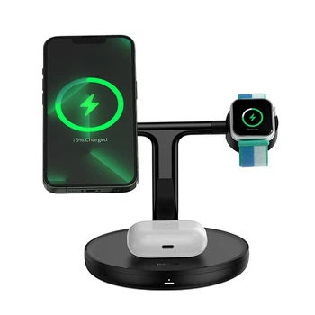 Док станция зарядка беспроводная Qi 3в1 Baseus Swan Magnetic 3-in-1 20W |Watch/AirPods/Phone| Черный