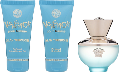 Zestaw prezentowy damski Versace Dylan Turquoise Woda toaletowa 50 ml + Żel pod prysznic 50 ml + Balsam do ciała 50 ml (8011003879212)