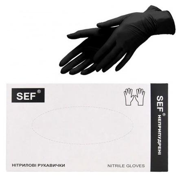 Перчатки нитриловые черный без пудры нестерильные SFM размер L (плотность 3.8 гр) 100 шт