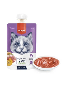 Влажный корм Wanpy Duck & Pumkin для кошек, крем-пюре утка с тыквой, 90 г