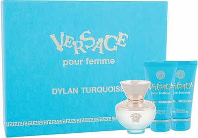 Zestaw damski Versace Dylan Turquoise Woda Toaletowa damska 50 ml + Żel pod prysznic 50 ml + Balsam do ciała 50 ml (8011003873463)