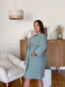 Женский халат-кимоно для беременных COSY из муслина XL, темно-оливковый (V-M11/XL)