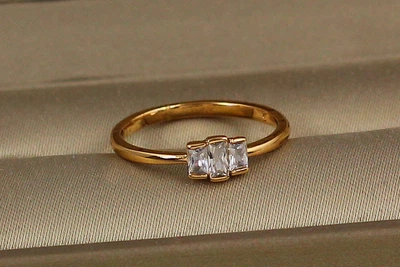Кільце Xuping Jewelry Прямокутники р 13 золотисте