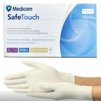 Латексні текстуровані неприпудрені рукавички Medicom SafeTouch Connect XL (9-10)