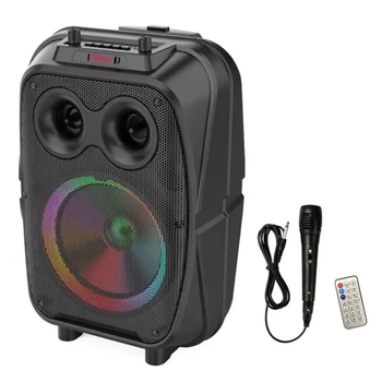 Портативна Bluetooth колонка RIAS ZQS-8120 8" RGB валіза з караоке 3000 mAh 20W Black (3_05116)