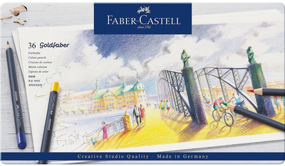 Кольорові олівці Faber-Castell Goldfaber 36 кольорів у металевому пеналі (4005401147367)