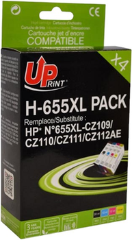 Zestaw tuszy UPrint H-655XL PACK do HP CZ109AE CZ110AE CZ111AE CZ112AE 20 ml + 3 x 12 ml Black + Cyan + Magenta + Yellow