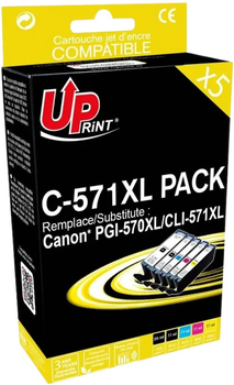 Набір картриджів UPrint для Canon C-570.571XL PACK 22 мл + 3 x 11 мл BK.BK.C.M.Y