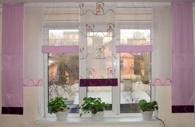 Комплект панельных занавесок Firanka Kids на карниз 250см 7шт розовые и фиолетовые (2_4п)