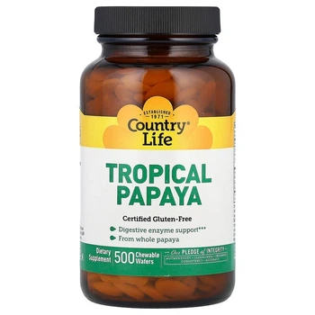 Травні ферменти Country Life "Papaya Digestive Support" зі смаком ананаса і папайя (500 пастилок)