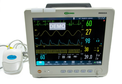 Монітор пацієнта Біомед ВМ800А з модулем капнографії бокового потоку (CO2)