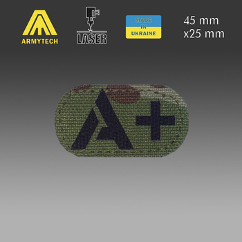 Шеврон на липучці Laser Cut ARMYTECH Група крові міні A(II) Rh+ 45х25 мм Мультикам/Чорний (1114)