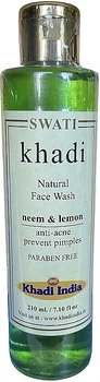 Натуральный гель для умывания "Ним и лимон" - Khadi Swati Natural Face Wash Neem & Lemon 210ml (1366832-16030465)