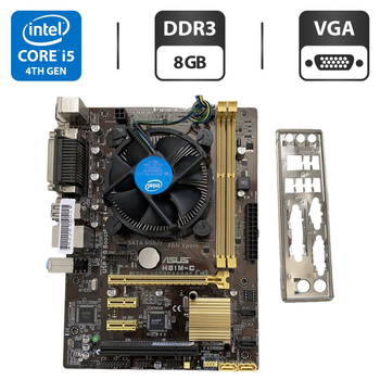Комплект: Материнская плата Asus H81M-C / Intel Core i5-4570 (4 ядра по 3.2 - 3.6 GHz) / 8 GB DDR3 / Socket LGA 1150 / Задняя заглушка б/у