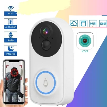 Відеодомофон wifi бездротовий камера домофон з відео ICSEE відеодзвінок білий вічко на двері