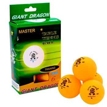 Набор мячей для настольного тенниса 6 штук GIANT DRAGON MASTER 1* (целулоид, d-40мм, желтый) (MT-5693)