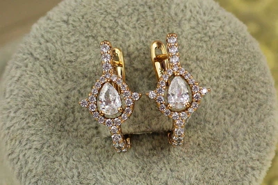 Сережки Xuping Jewelry Капелька в ободке з шипами 2 см золотисті