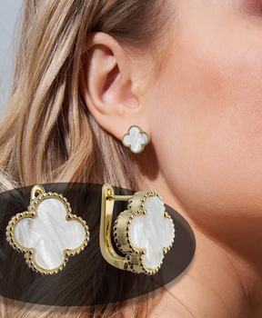 Сережки клевер біла конюшина англійський замок Fashion Jewelry