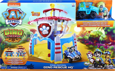 Zestaw Spin Master Paw Patrol Kwatera główna dinozaurów w zestawie pojazd podstawowy figurka szczeniaka Rexa (0778988319994)