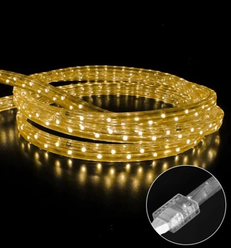 Уличная гирлянда дюралайт, 10м, 600 LED, квадратный, от сети 220V, статический режим, 3-х жильный провод, IP68, Теплый белый