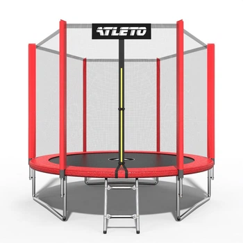 Батут детский Atleto 183 см красный с защитной сеткой и лестницей до 50 кг (76-167-42400497)