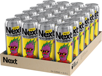 Упаковка слабоалкогольного енергетичного напою Next Purple Fire 8% 0.5 л x 24 шт (4820252123878_1)