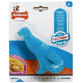 Жувальна Іграшка Для Цуценят до 11 кг Nylabone Puppy Chew Dinosaur Динозавр, Смак Курки, S