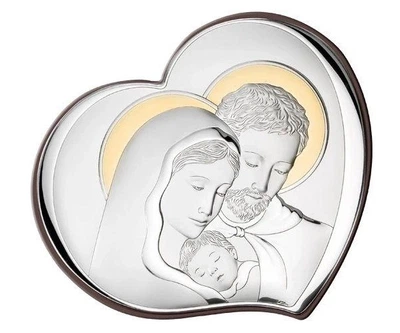 Ікона срібна Свята Сім'я в формі серця (L4 021 AGR) 17x15 см
