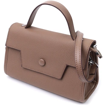 Жіноча сумка з геометричним клапаном з натуральної шкіри Vintage Bag 22630 Коричневий