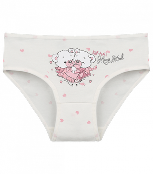Детские слипы для девочки с принтом Bear Hug - Donella - 4181B16 - 110-116 см - Молочный