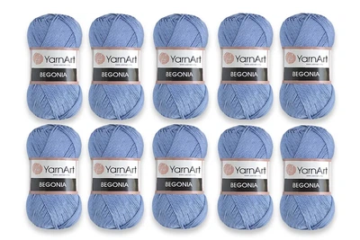 Набір YarnArt Begonia №5351 Світло-синій (10 шт/уп)- 100% мерсеризована бавовна, турецька літня пряжа для в'язання спицями та гачком, , ЯрнАрт Бегонія, палітра кольорів, нитки для в'язання