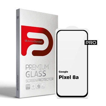 Защитное стекло на Google Pixel 8a с олеофобным покрытием, Pro, полное проклеивание, антистатичный и пылеотталкивающий слой, 9H, самоклеющееся, 2.5D, на весь экран, антистатический клей, ArmorStandart (ARM77800)
